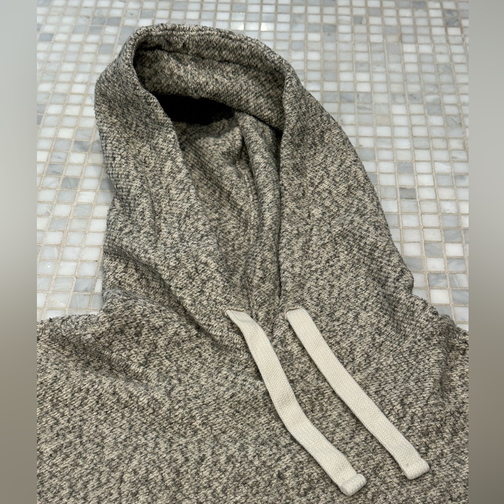 Madewell Quilted Sleeve Ivory Gray Hoodie Sweatshirt - Picture 3 of 14